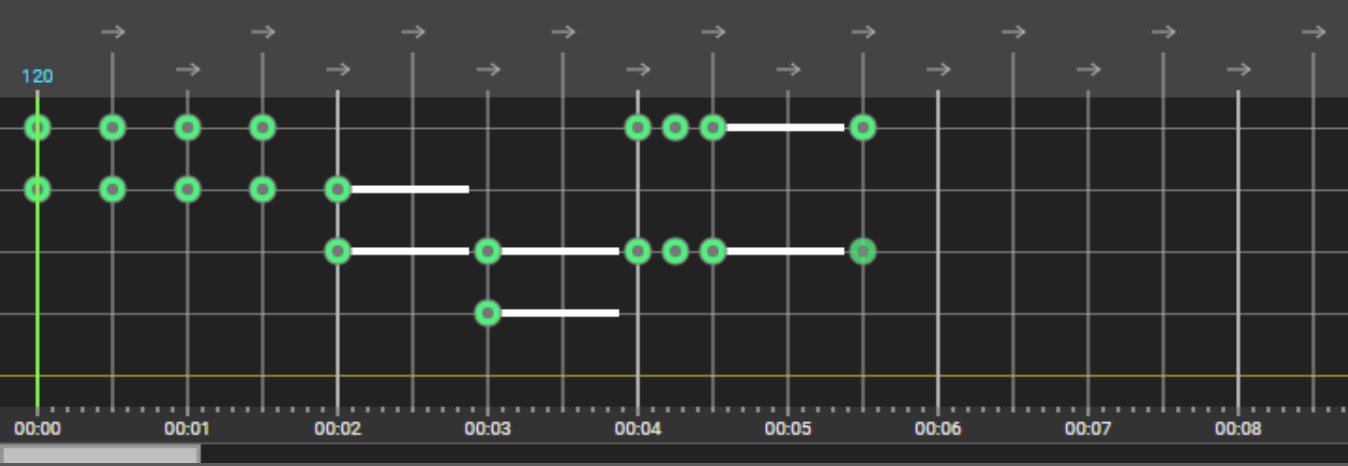 tracks display with notes